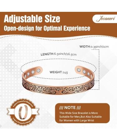 Jecanori Copper Magnetic Bracelet - Adjustable Cuff Bangle with 8pcs 3500 Gauss Magnets | Solid Copper Brazaletes for Men Women | Simple Style | Gift Box Included - Buy Online on GoSupps.com