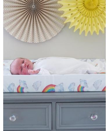 The Gilded Bird Wedge Baby Changing Mat w/Raised Sides Change Pad 69cm x 44cm Extra Thick Wipeable (Rainbow on White) - Buy Online on GoSupps.com