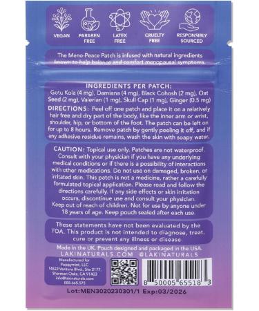 Laki Naturals Meno-Peace Patch - 15 Count | Women's Menopause Support | Herbal Botanicals for Mood Balance & Hormonal Changes - Buy Online on GoSupps.com