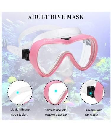 OMGear Diving Mask Snorkel Gear | Silicone Swim Glasses for Kids and Adults | Nose Cover, Neoprene Strap | Impact Resistance | Pink - Buy Online on GoSupps.com