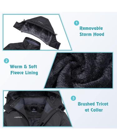 Farvalue Men's Waterproof Ski Jacket | Winter Warm Snow Coat with Hood - Grey | Large Size - Buy Online on GoSupps.com