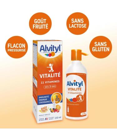 Alvityl - Multivitamin oral solution - 11 vitamins 100% of NRV - From 3 years old fruity taste - 150mL - Buy Online on GoSupps.com