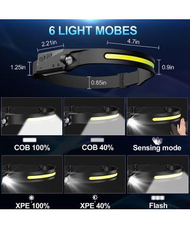 Rechargeable Headlamp 2Pack, 230Wide Beam Headlamp for Adults, LED Headlamp with Clips-Camping Gear, 6 Modes, Motion Sensor, Head Lamp Flashlight for Cycling, Running, Fishing, Camping A-2 - Buy Online on GoSupps.com