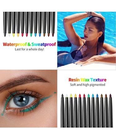 12 Color Waterproof Gel Eyeliner Set - Long Lasting Smudge Proof Colored Eyeliner Makeup for Women and Girls - Buy Online on GoSupps.com