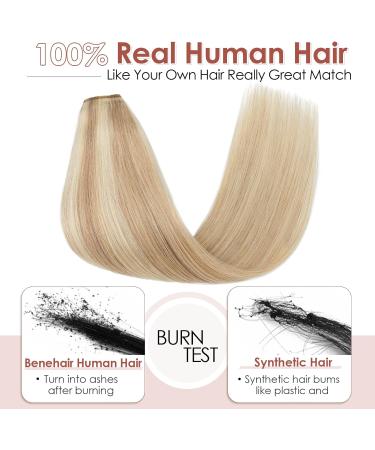 Benehair Clip in Human Hair Extensions One Piece Real Human Clip in Hair Extensions 14 Inches 55g Camel Mixed Light Blond Real Human Hair Extension Upgraded V Type Clip in Hair Extension for Women - Buy Online on GoSupps.com