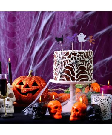 Halloween Cupcake Toppers 28Pcs Cute Cake Decorations Glitter Cupcake Toppers Spider Pumpkin Ghost Bat Cupcake Picks for Halloween Themed Party Supplies (A) - Buy Online on GoSupps.com