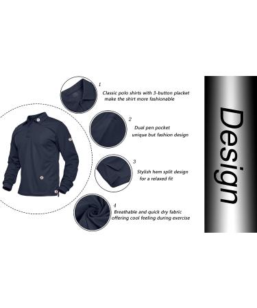 BIYLACLESEN Men's Jersey Golf Polo Shirt - Navy, Large | Outdoor Pique Performance Tactical Military Long Sleeve - Buy Online on GoSupps.com