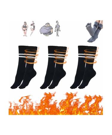 Healsox anti-edema compression socks Tourmaline Losing weight health socks tourmaline acupressure self-heating magnetic self-heating foot massage thermotherapeutic socks (3 pairs black)