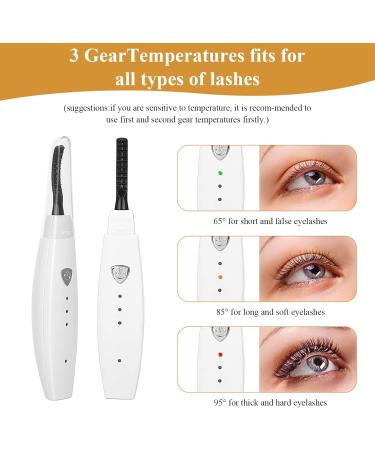 Heated Eyelash Curler Heated Lash Curler Electric Eyelash Curler with 3 Temperature Settings Portable Eyelash Curler Heated Rechargeable Quick Heat Intelligent Power Off Natural 24 Hours Long-Lasting - Buy Online on GoSupps.com