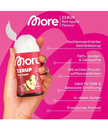 MORE Zerup Red Apple Syrup 65ml - Zero Calorie Drink Mix (Makes 8L) | Buy Now! - Buy Online on GoSupps.com