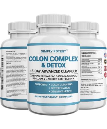 Simply Potent Natural Colon Cleanse - Gentle Colon Cleanser Supplement for Digestive Health - Supports Detoxification and Regularity - 60 Capsules