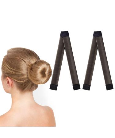 URAQT Hair Bun Shaper 2Pcs Easy Donut Bun Maker for Hair French Twist Fold Wrap Snap Band for Making DIY Hair Styles Ballet Hair Deft Bun Hair Styling Accessories for Girls Women Dark Brown - Buy Online on GoSupps.com