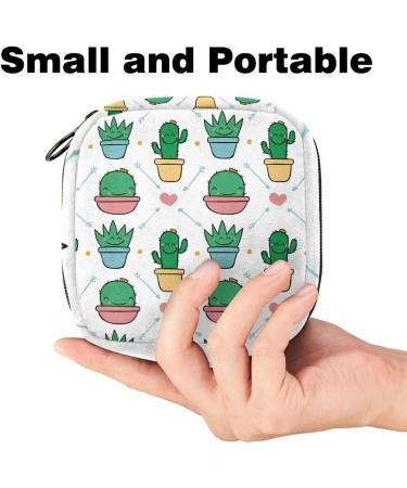 Shop Stylish Women's Napkin Storage Bag - Smiling Cactus Pink Heart Pattern | Portable Menstrual Cup & Period Pocket - Buy Online on GoSupps.com