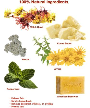 Hemorrhoid Treatment Cream & Balm 2 Oz - Natural Ingredients with Witch Hazel, Better Than Suppositories - Buy Online on GoSupps.com