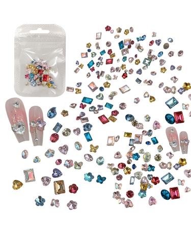 Nail tip bottom shaped diamond accessories Nail jewel pendant 30 colored mixed crystal diamonds 3-8MM