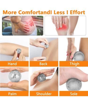 2 Magnetic Massage Hedgehog Balls & 3 Acupressure Rings - Stress Relief Yoga Balls (Silver) | International Shipping - Buy Online on GoSupps.com