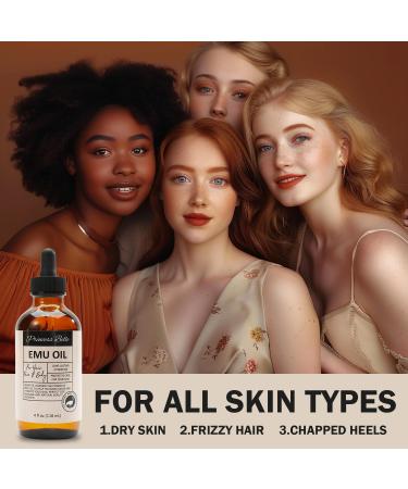 Princess Belle Emu Oil - Natural Body & Bath Oil for Dry Skin Skin Tightening Moisturizer 4fl oz - Buy Online on GoSupps.com