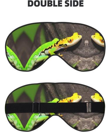 Green Geckos Print Unisex Sleep Mask - Double-Sided Eye Mask for Sound Sleep & Skin Care - Shop Internationally - Buy Online on GoSupps.com