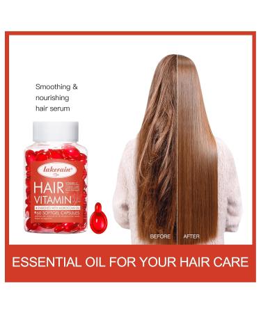 60 Pcs Hair Treatment Serum Oil Capsules - Rinse-Free Conditioning & Repair Formula with Vitamins Keratin Lemon Essence & Glycerin - Buy Online on GoSupps.com