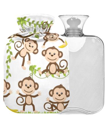 NAANLE CARTOON monkey hot water bottle with reference transparent hot water bottle 1l heat bottle for bed handfoot warmer pain relief heat and cold therapy