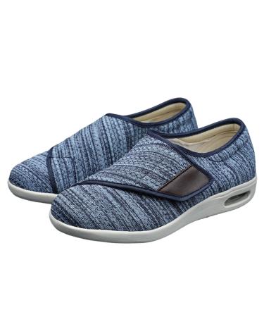 Men Wide Fit Memory Foam Diabetic Slippers Elderly Orthopaedic Easy Close Wide Fit Strap Memory Foam Shoes Edema Swollen Shoes for Edema Arthritis Fasciitis Swollen Feet (Color : Blue Size : 12