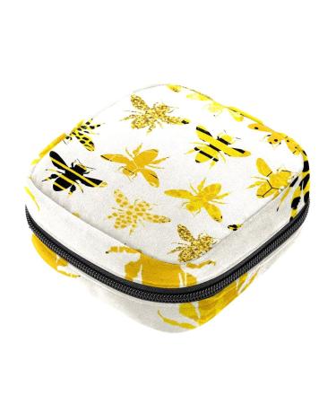 Menstruation pad bag with zipper women's napkin bag tampons collective bags for women and girls (golden glitter bee) Color 5