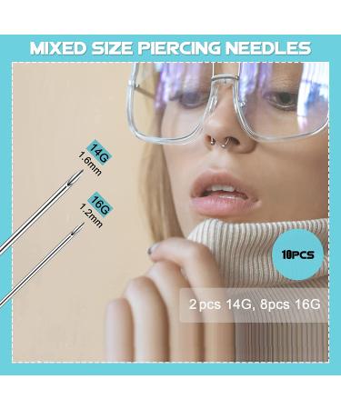 Piercing Kit - Professional 34pcs Body Piercing Set with Jewelry and Needles | 14G 16G Piercing Needles Clamps for Nose Lip Eyebrow Ear - Buy Online on GoSupps.com