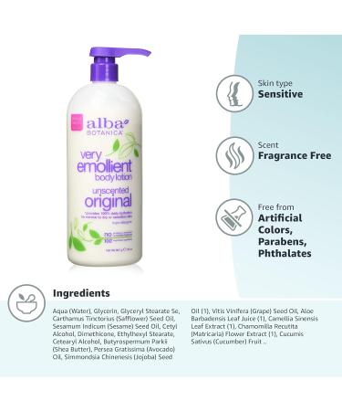 Buy Alba Botanica Unscented Emollient Lotion 32 Fl Oz - Hydrating Skin Care for All Skin Types | International Shipping Available - Buy Online on GoSupps.com