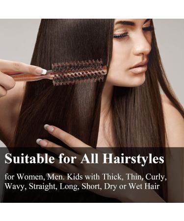 Professional Round Hairbrush with Wild Boar Bristles & Natural Wooden Handle | Anti-Static Blow-Drying Tool for Perfect Styling - Buy Online on GoSupps.com