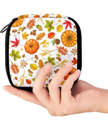 GIAPB Period Bag Sanitary Napkin Storage Bag | Period Pad Holder and Makeup Pouch | Autumn Pumpkin Mushroom Leaves Design - Buy Online on GoSupps.com
