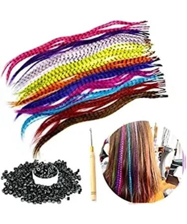 Feather Hair Extension Feather for Hair Extensions Synthetic Colored Overhead Strands Hair Accessories Rainbow Hairpiece for Women Synthetic Feathers Hair Extension Set (Color : 7) - Buy Online on GoSupps.com