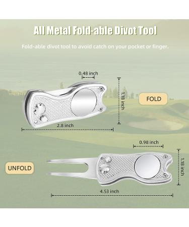 Mile High Life Golf Divot Repair Tool with Magnetic Ball Marker - 4 Pack (2 Black, 2 Silver) | Foldable & All Metal with Pop-up Button | Men's Golf Accessories - Buy Online on GoSupps.com