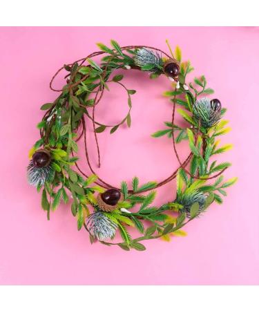 Bridal Pine Cone Headband | Green Leaf Crown & Adjustable Hair Wreath for Christmas - Buy Online on GoSupps.com
