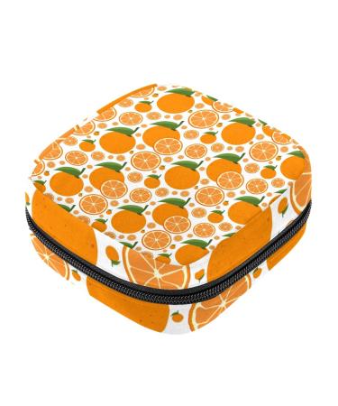 Menstruation pad bag with zipper women's napkin bag tampons collection bags for women and girls (orange pattern) Color 2