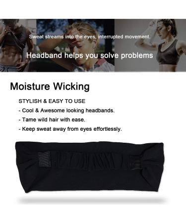 5-Pack Women's Non Slip Workout Headbands - Moisture Wicking & Stretchy Hairbands for Yoga, Fitness & Travel - Black - Buy Online on GoSupps.com