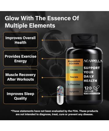 ACAPPELLA Magnesium Glycinate with Magnesium Citrate Capsules l theanine Supplement apigenin Capsules - apigenin Supplement l-theanine - 120 Count - Buy Online on GoSupps.com