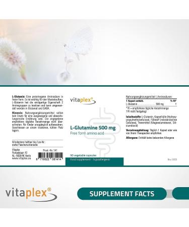 Vitaplex L-Glutamine Capsules 500mg - High Dose Amino Acid Complex for Workout & Fitness - 90 Tablets - International Shipping Available - Buy Online on GoSupps.com