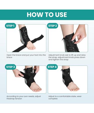 Buy Bukihome Ankle Brace for Maximum Support | Adjustable Lace-Up Design for Sprained Ankle Recovery | Medium Size in Black - Ideal for Running & Basketball - Buy Online on GoSupps.com