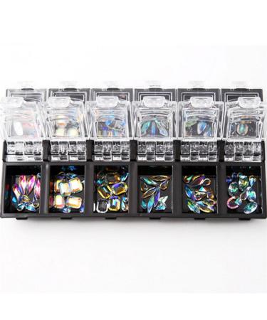 12 Grid Colorful Nail Rhinestones AB Diamond Marquise Glass Stones - Nail Art Decorations - Buy Online on GoSupps.com