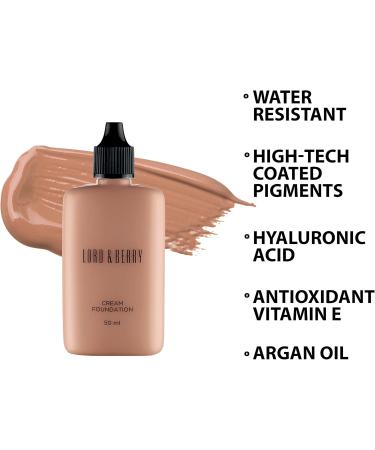 Lord and Berry Cream Foundation Fluid - Non-Greasy Foundation Makeup - Face Makeup with Hyaluronic Acid - Easy to Blend - 8628 Suede - 50 ml - Buy Online on GoSupps.com
