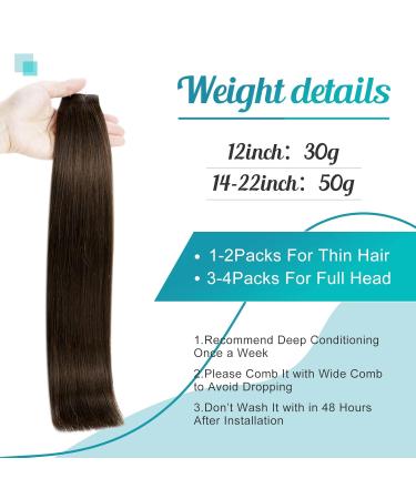 FSHINE Real Hair Tape Extensions - 35cm 50g Dark Brown #2 20 Pieces Invisible Remy Hair - Buy Online on GoSupps.com