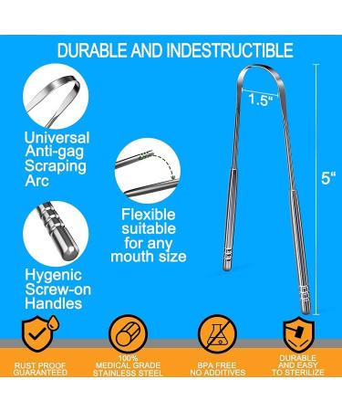Professional Stainless Steel Tongue Scraper - 100% Medical Grade Cleaner for Banishing Bad Breath & Oral Care - Buy Online on GoSupps.com