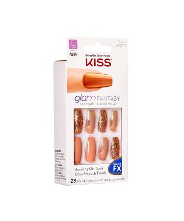 KISS Glam Fantasy Ultimate Illusion Nails Kit - Don't Lose My Number - Glue-On Nails with Pink Gel Glue - Mini Nail File - 28 Glue On Nails Solid/Glitter - Buy Online on GoSupps.com