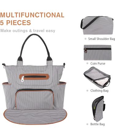 SONARIN 7pcs Nappy Changing Bag Set - Multifunction Mummy Tote Bag with Changing Mat and Stroller Straps - Black - Buy Online on GoSupps.com