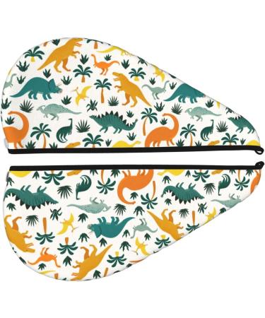 Dinosaurs & Tropical Leaves Microfiber Hair Towel | Super Absorbent Wrap for Long Curly Hair | Coral Velvet Quick Dry Cap for Women - Buy Online on GoSupps.com