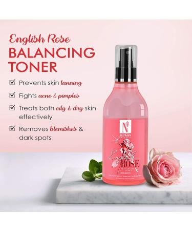 Nutriglow Naturals English Rose Balance Toner for Tightens Pores Skin Moisturization No Parabens & Artificial Fragrance 300Ml - Buy Online on GoSupps.com