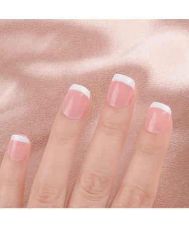 22 pcs French Semi Cured Gel Nail Strips Pink Nail Gel Polish Wraps Soft Self-Adhesive Nail Full Wraps Nail Strips Sticker Nail Tips Christmas Nail Wraps Sticker Decals French Pink White - Buy Online on GoSupps.com