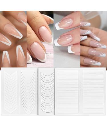 1638 piece French nails template 36 sheet French stencils for gel nails self -adhesive French tip guides nail sticker nail art tips for DIY decoration stencil tools - Buy Online on GoSupps.com