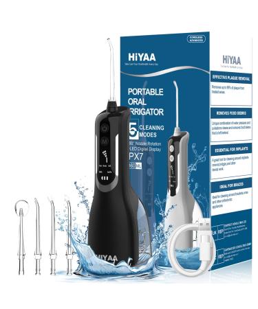 Water Flossers for Teeth Cordless and Oral Irrigator Dental Flosser with 5 Modes 360ML Portable Dental Water Flosser with 4 Jet Tips & USB Rechargeable Use for Travel-Black Upgrade Black