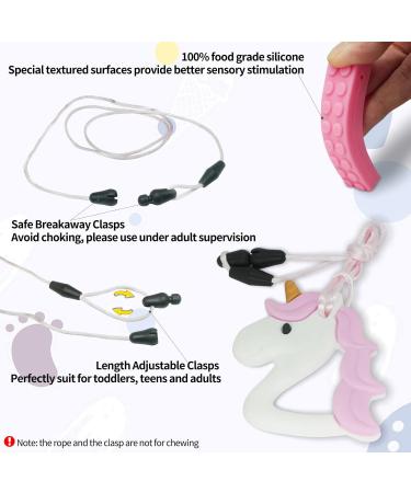 6 PCS Sensory Chew Necklace Teether Toys | Food Grade Silicone for Kids | ADHD & Autism Chew Pendant Toy | Adjustable Buckle | Pink - Buy Online on GoSupps.com